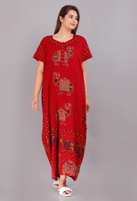 TANISHKA ENTERPRISES Women Nighty(Red)