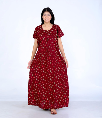 Hans Craft Women Nighty(Maroon)