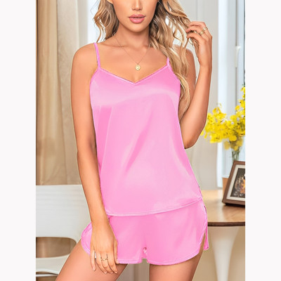 SWAGBELLE Women Nightdress(Pink)
