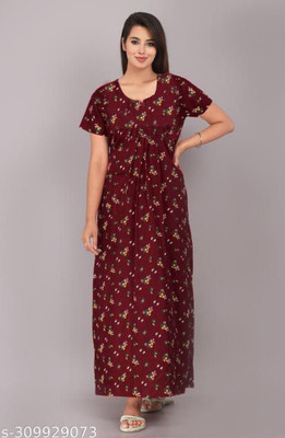 Toomley Women Nighty(Maroon)
