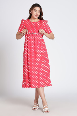 Lara Women Maternity/Nursing Nighty(Red)