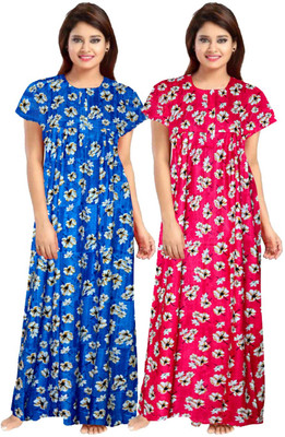 PINK CITY MART Women Nighty(Blue, Pink)