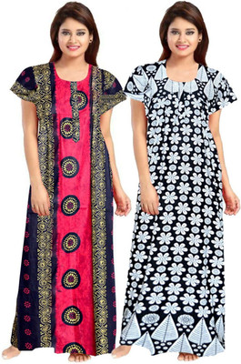 Aryansh Enterprises Women Nightdress(Blue, White)