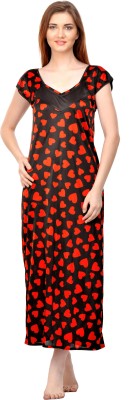 ROWENA Women Nighty(Red, Black)