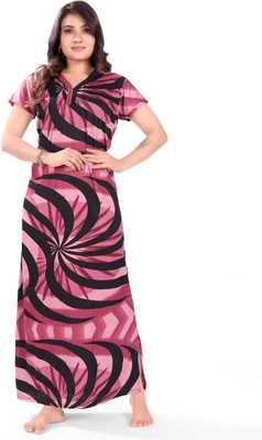 VELEZZA Women Nightdress(Pink)