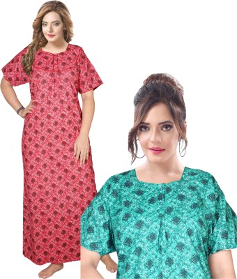 B S ENTERPSES Women Nighty(Green, Red)