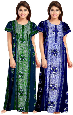 KBNBJ Women Nighty(Blue, Green)