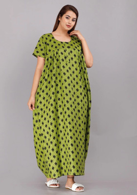 TANISHKA ENTERPRISES Women Nighty(Green)