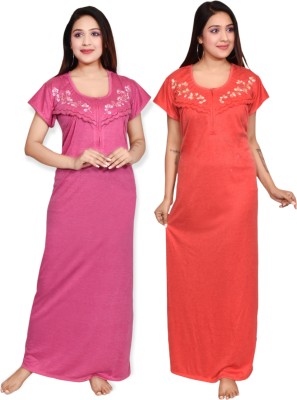 SHRI RADHEY FASHION Women Maternity/Nursing Nighty(Pink, Red)