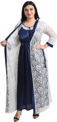 Gwachi Women Nighty with Robe(White)