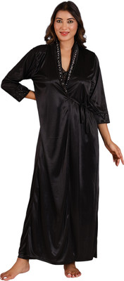 House of Elorra Women Nightdress(Black)