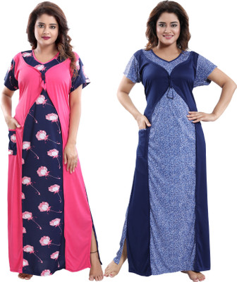 SHOPPING STATION Women Nighty(Multicolor)
