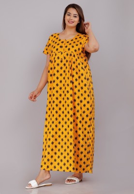 Maatoshri fashion Women Nighty(Yellow)