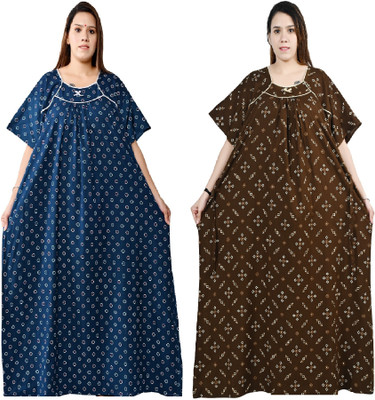 Bindass female collection Women Nighty(Blue, Brown)
