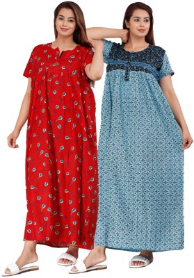 PINK CITY MART Women Nighty(Blue, Red)