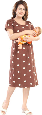 Fabme Women Nightdress(Brown)