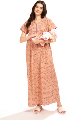 AV2 Women Maternity/Nursing Nighty(Orange)