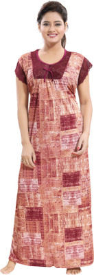 SHOPPING STATION Women Nighty(Maroon)