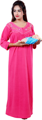 NACNO Women Maternity/Nursing Nighty(Pink)