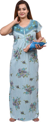 NACNO Women Maternity/Nursing Nighty(Blue)