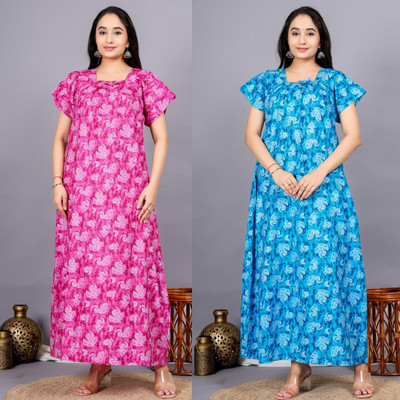 PremStyles Women Nighty(Multicolor)