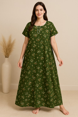 bahumaan Women Nighty(Green)