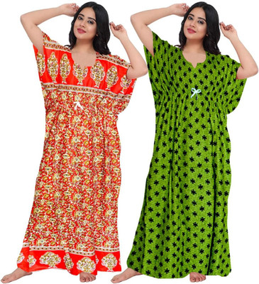 Saviaara Women Nighty(Multicolor)