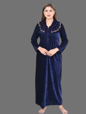 CLOTHUS Women Nighty with Robe(Blue)