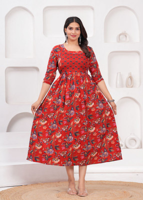TAPISH CREATION Women Printed Anarkali Kurta(Red)