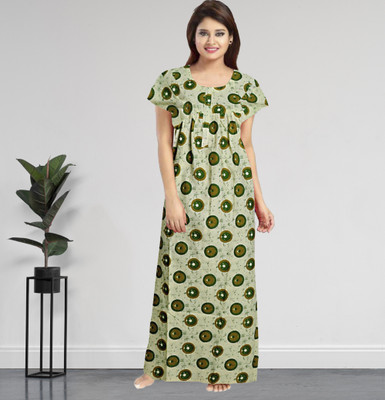 AakarShana Women Nighty(Green)