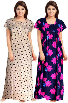 Aryansh Enterprises Women Nightdress(Beige, Blue)