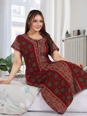 TRUNDZ Women Nighty(Maroon)