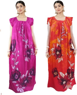 Sarkar garments Women Nighty(Orange)