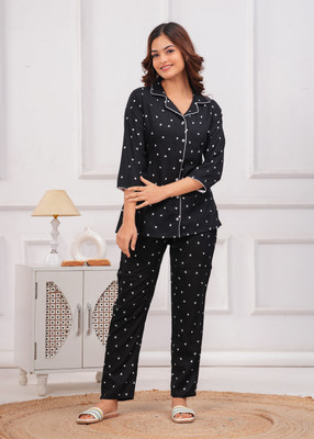 Gothda feb Women Nighty Set(Black)