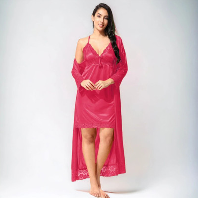 HouseOfCommon Women Nighty Set(Pink)