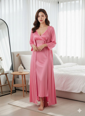 LEDELAV Women Nighty Set(Pink)