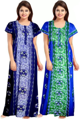 DreamBe Women Nighty(Light Blue, Light Green)