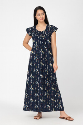Maha Ganesh Textile Women Nighty(Blue)