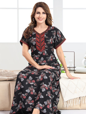 MARK & POLIS Women Nighty(Black)