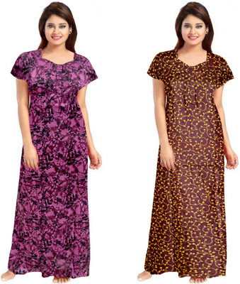 Saaviyo Women Nighty(Multicolor)