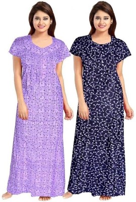 YUKATA Women Nighty(Purple, Blue)