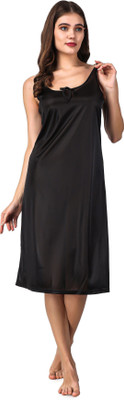 AR STYLES Women Nighty(Black)