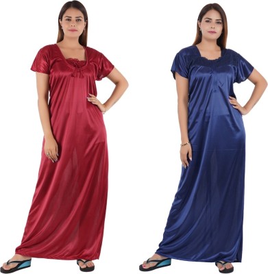 Hypex Women Nighty(Blue, Maroon)