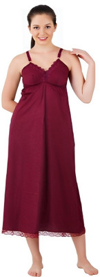 FashNwish Women Nighty(Maroon)