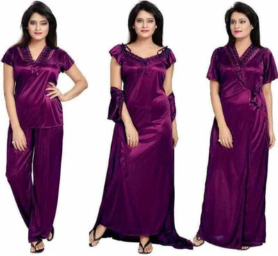 TASN Women Nighty Set(Purple)