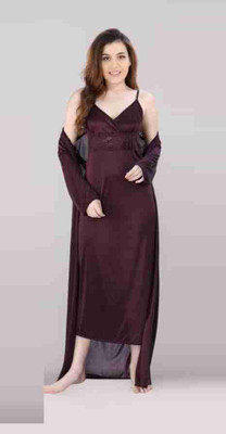 DIVYASTRI FASHION Women Nighty with Robe(Brown)