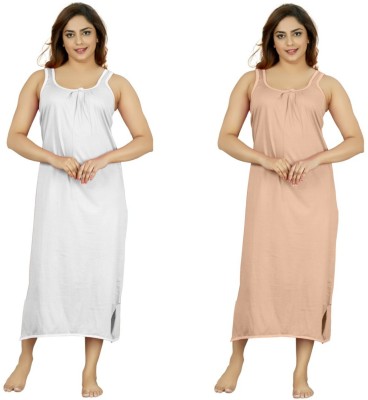 D'Heer Fashion Women Nighty(White, Pink)