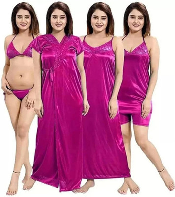 XPIOX Women Nightdress(Pink)