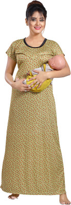 Nightify Women Maternity/Nursing Nighty(Green)