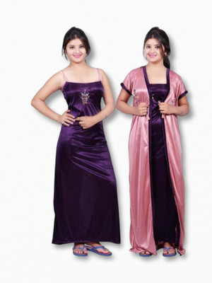 Riaan Fab Women Nighty with Robe(Purple)